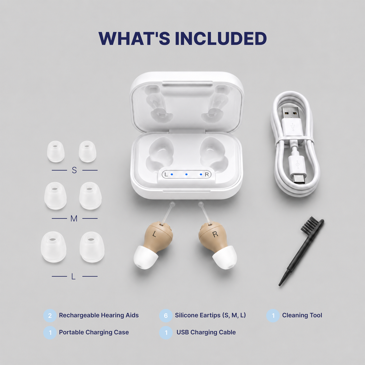 KLARIQ Essential OTC hearing aid, model JH-A260